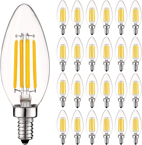 Miniatura 15 de LUXRITE Bombilla LED de candelabro vintage equivalente a 60 W, 550 lúmenes, 2700 K blanco cálido, bombillas LED de araña de 5 W, regulables, vidrio