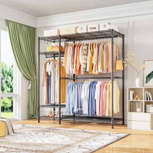 Miniatura 3 de Perchero Ulif F7, perchero de ropa resistente, percheros para colgar ropa, 6 niveles, estante de almacenamiento portátil independiente para armario