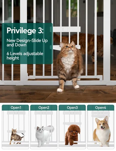 Miniatura 3 de BABELIO Puerta de bebé extra alta de 36 pulgadas con puerta para gatos, puerta de metal para perros de 29 a 40 pulgadas, puerta para gatos