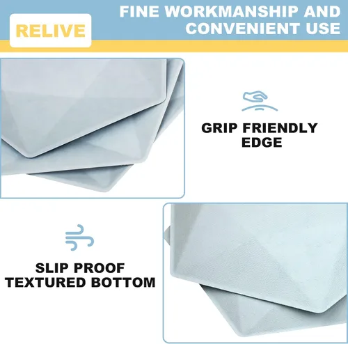 Miniatura 4 de Paquete de 30 platos de papel desechables de 8 pulgadas, platos de papel hexagonal azul, platos de postre 100% biodegradables para bodas