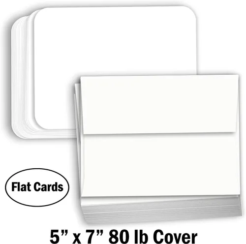 Miniatura 2 de Hamilco Papel grueso de cartulina blanca Índice en blanco y tarjetas postales, esquinas redondeadas con sobres, invitaciones de felicitación