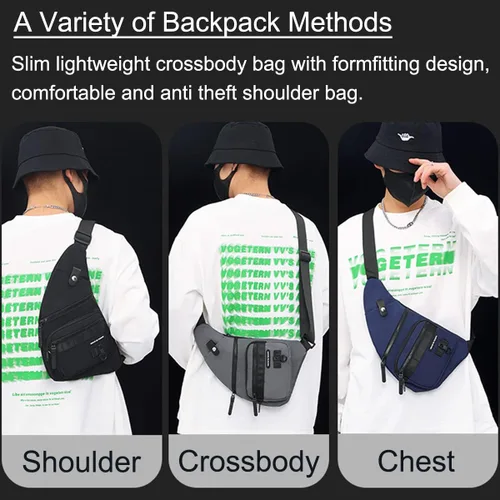 Miniatura 5 de Bolso bandolera antirrobo cruzado en el pecho, mochila de hombro para mujeres y hombres, bolsa de bolsillo personal ligera para senderismo y viajes