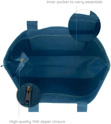 Miniatura 121 de Ecoright Bolsa de lona estética para mujer, bolsa grande con cremallera y bolsillo, bolsa de mano para mujer, para yoga, trabajo, playa