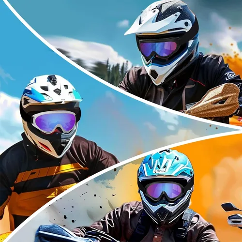 Miniatura 6 de Gafas de motocross ATV con resistencia al impacto, diadema ajustable para esquí, nieve y motocross Caqui