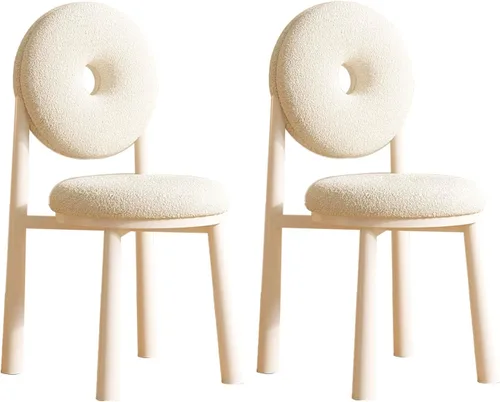 Miniatura 28 de Donut Dining Chairs,Makeup Chair,Kitchen Room Chairs Nordic Back, Dining Room with Metal Legs,Living Room Chair for Home Bedroom Cream Wind Brownish