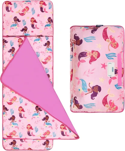 Wildkin Tapete para siesta de terciopelo para niñas – Tapete suave y acogedor para dormir con manta integrada para guardería, preescolar, jardín de