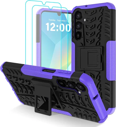 Miniatura 14 de para Samsung Galaxy A15 5G Funda con protector de pantalla de 2 paquetes, grado militar a prueba de golpes, cubierta acolchada resistente con Negro
