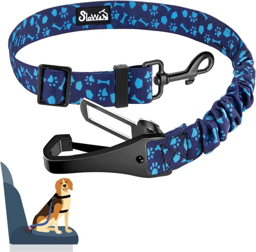 Miniatura 22 de SlowTon Cinturón de seguridad para perro, correa de cinturón de seguridad ajustable para perro, 2 en 1, cinturón de seguridad para perro con Negro