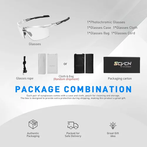 Miniatura 4 de SCVCN Gafas de sol deportivas fotocromáticas para ciclismo, gafas transparentes para hombres y mujeres, protección UV400, MTB BMX, pesca, correr, S86
