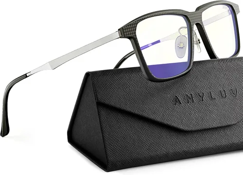 ANYLUV Gafas de luz azul para hombre Gafas de bloqueo de luz azul: gafas ligeras de luz azul de fibra de carbono antifatiga regalo
