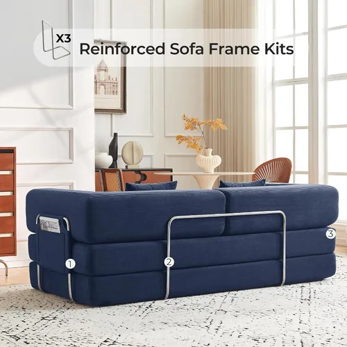 Miniatura 7 de Sofá cama convertible de 79 pulgadas con almohadas, sofá cama plegable de pana con marco de forma fija, sofá sin hueso para sala de estar