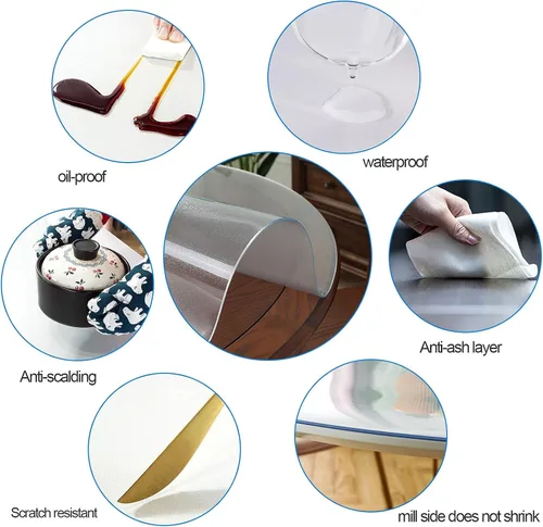 Miniatura 3 de Protector de mesa de PVC esmerilado de 0.079 pulgadas de grosor, almohadilla redonda de plástico, antideslizante, transparente, cubierta de mesa
