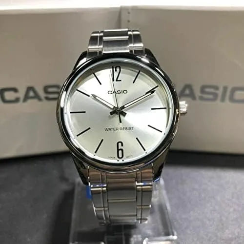 Miniatura 7 de Casio #MTP-V005D-7A Reloj analógico estándar de acero inoxidable con esfera plateada para hombre, plateado, Reloj analógico, movimiento de cuarzo