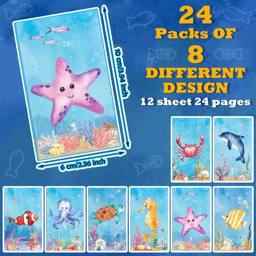 Miniatura 2 de Ferraycle Juego de 24 cuadernos de animales del océano, cuadernos bajo el mar, juego de recuerdos de fiesta de animales para niños, recompensas