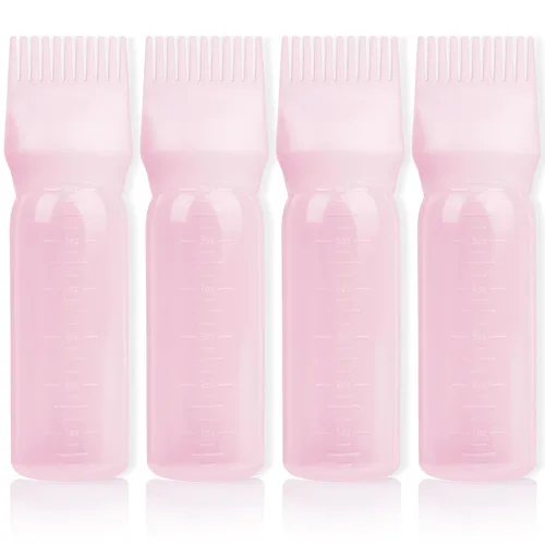 Miniatura 14 de Paquete de 2 botellas aplicadoras de peine de raíz, aplicador de aceite para el cabello de 6 onzas, herramientas de botella de tinte con dispensador
