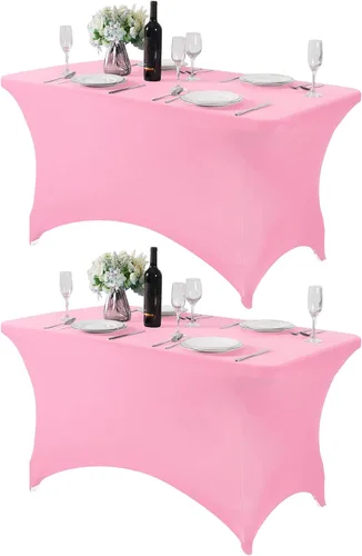 Miniatura 86 de Mantel de elastano para mesas de 4, 6 u 8 pies, mantel elástico universal ajustable para fiestas, banquetes, bodas y eventos - Verde manzana