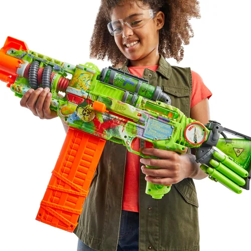 Miniatura 5 de Nerf Zombie Corrupter Dart Blaster, 22 dardos Nerf Elite, 18 pinzas de dardos, almacenamiento de dardos, acción de pernos, juegos al aire libre, a