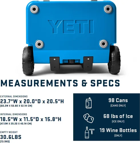 Miniatura 4 de YETI Roadie 60 - Hielera con ruedas y mango retráctil de periscopio
