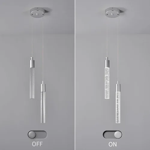 Miniatura 6 de Lámpara moderna colgante de isla de cocina, luz colgante LED regulable, luces colgantes cromadas, mini iluminación colgante de cristal para Cromo