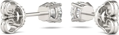 Miniatura 5 de Charles & Colvard Pendientes de tuerca de corte redondo de moissanita creada para mujer, cultivados en laboratorio, oro blanco sólido de 14 quilates