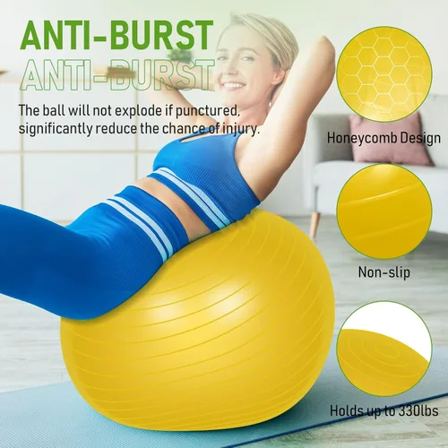 Miniatura 3 de Leyndo 8 pelotas de ejercicio de yoga a granel de 26 pulgadas con equipo inflable, pelota de pilates con bomba rápida antiestallido para embarazo