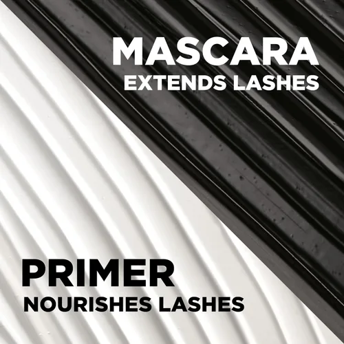 Miniatura 6 de L'Oreal Paris Máscara de pestañas de doble extensión con tubo, máscara de alargamiento de 2 pasos, a prueba de manchas, negro