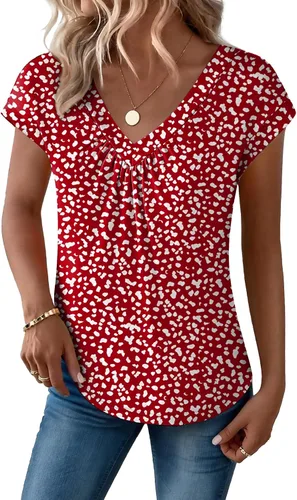 Miniatura 3 de Zeagoo Camisetas de manga corta con cuello en V para mujer, ropa de negocios, ropa de trabajo, ropa de moda