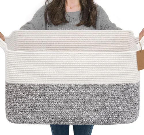Miniatura 29 de Goodpick Cesta de Almacenamiento Negra para Estantes, Cestas Tejidas para Almacenamiento, Cestas de Almacenamiento de Juguetes para Niños, Cesta