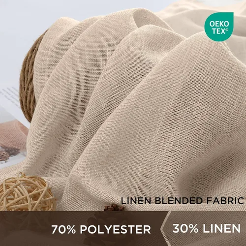 Miniatura 4 de CUCRAF Cortinas de lino beige natural que no se transparentan, cortinas de privacidad semitransparentes de 72 pulgadas, cortina de filtrado de luz