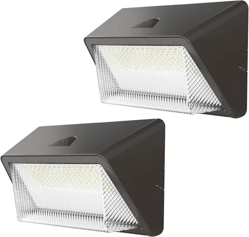 TIERONE Paquete de pared LED de 50 W, fotocélula del atardecer al amanecer, accesorio de iluminación para áreas de seguridad comercial al aire