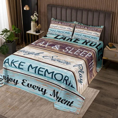 Miniatura 2 de Juego de ropa de cama rústica de casa de lago, tamaño individual para adultos, mujeres, hombres, adolescentes, decoración de dormitorio, juego