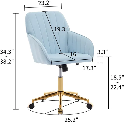 Miniatura 2 de Mid Back Velvet Home Office Task Chair, Modern Comfy Vanity Chair with Wheels, Upholstered Rolling Cute Desk Chair, Makeup Chair for Women Girls