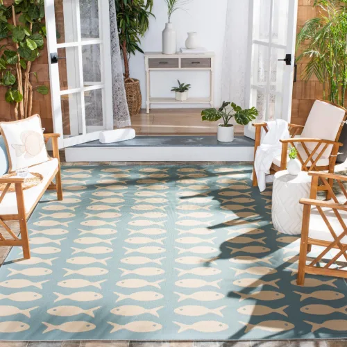 Miniatura 34 de SAFAVIEH Alfombra lavable para exteriores, colección Patio de 2.3 x 6.7 pies, color negro y beige, no desprende pelusa y fácil limpieza, ideal