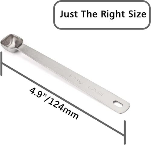 Miniatura 2 de 1 cucharadita de 1/4 (1/4 cucharadita, 1/12 cucharadas, 0.0 fl oz) Cuchara medidora de un solo tazón cuadrado, cucharas pequeñas individuales