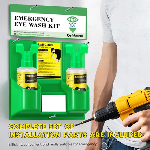 Miniatura 6 de CGOLDENWALL Estación de lavado de ojos de emergencia, estación portátil de lavado de ojos, kit de lavado de ojos montado en la pared, aprobado por