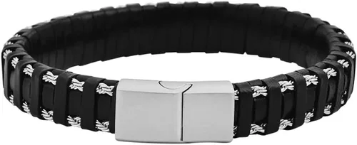 Miniatura 2 de Magna Steel - Pulsera trenzada de cuero auténtico con cierre magnético para hombre