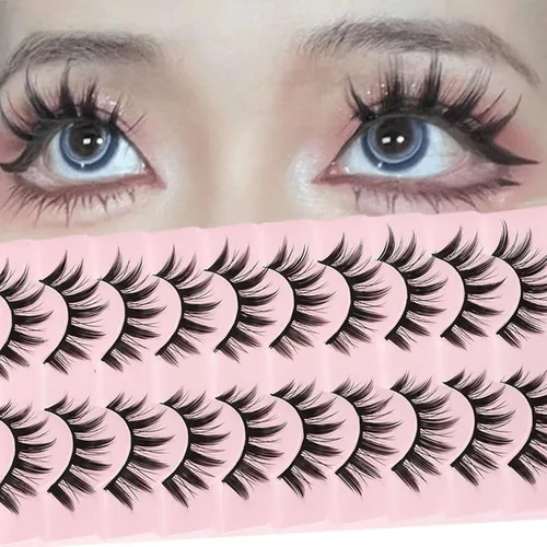 Miniatura 10 de 10 pares de pestañas de manga de aspecto húmedo, efecto ojo de gato, extensión de pestañas de visón puntiagudas, estilo japonés para cosplay, A03