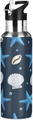 Miniatura 8 de Stainless Steel Water Bottle 20 Oz, Leakproof Water Bottles for Gym Outdoor Travel School, Blue Starfish