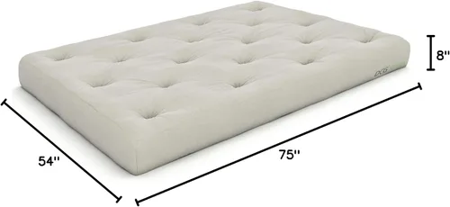 Miniatura 2 de Nirvana Futons Colchón de futón completo de felpa y cómodo de 8 pulgadas, sarga marfil, fabricado en Estados Unidos