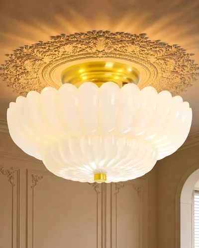 Miniatura 24 de Luces de Techo Semiempotradas Lámpara de Techo de Cristal Marrón Candelabros Base Negra Iluminación Moderna Accesorio de Luz Adecuado para Sala