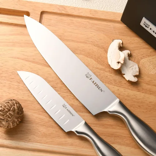 Miniatura 5 de Juego de cuchillos de cocina de 15 piezas con afilador integrado, juego de bloques de cuchillos de acero inoxidable alemán, apto para lavavajillas