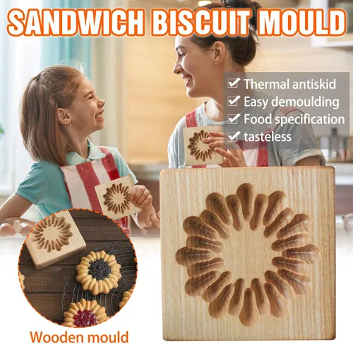 Miniatura 2 de Molde de Galletas de Madera Herramienta de Decoración de Galletas de Madera Moldes de Galletas 3D Molde de Hornear Gracioso Arte de Relieve Navidad