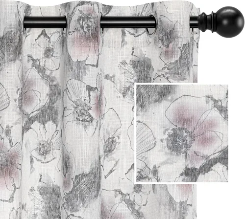 Miniatura 18 de MYSKY HOME - Cortinas plisadas con estampado floral para sala de estar/comedor, cortinas plisadas para proteger la privacidad, 84 pulgadas de largo