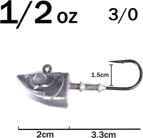 Miniatura 2 de Swimbait Jig Head Jig Head Flats Jig Head Bait Spin Head Jigs - Cabeza de pez realista, 5 unidades Paquete de 5 cabezales de plantilla de 1/2 oz