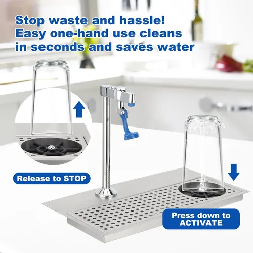 Miniatura 4 de Topyond Enjuague de vidrio, lavadora comercial de vasos de acero inoxidable con salida de agua multiángulo, enjuague para jarra para bar