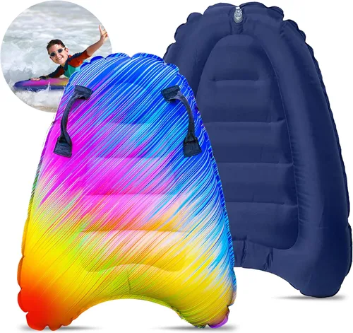 JAMBO Tabla de surf inflable con asas, tabla de boogie para playa, tabla de surf flotante, flotadores de piscina, juguete de playa para niños (tabla