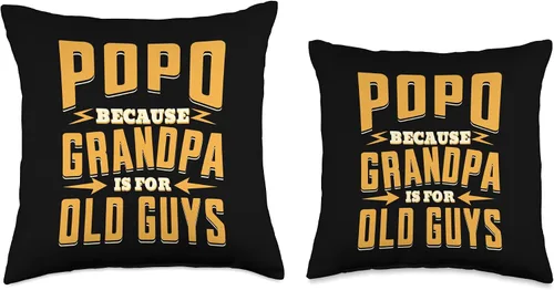 Miniatura 3 de Popo Because Grandpa is for Old Guys Grandpa Gifts Popo Old Guys Father's Day Grandpa - Almohada de 16 x 16 pulgadas, multicolor
