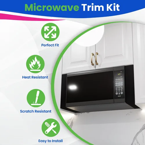 Miniatura 2 de Kit Universal de Molduras para Microondas - Kit de Relleno de Microondas de Metal Negro que se Adapta a la Mayoría de Microondas Empotrados - Llena