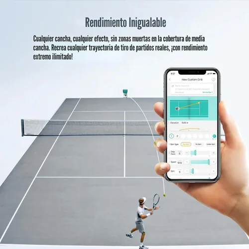 Miniatura 8 de PONGBOT Máquina de pelotas de tenis, aplicación y control remoto, taladros personalizados, capacidad de 150 bolas, máx. 80 mph, más de 80 horas
