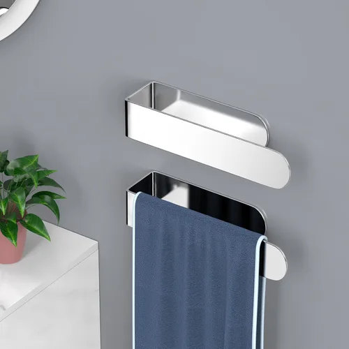 Miniatura 2 de HUFEEOH Paquete de 2 soportes adhesivos para toallas de mano, soporte adhesivo para toallas montado en la pared, soporte de toalla de cocina